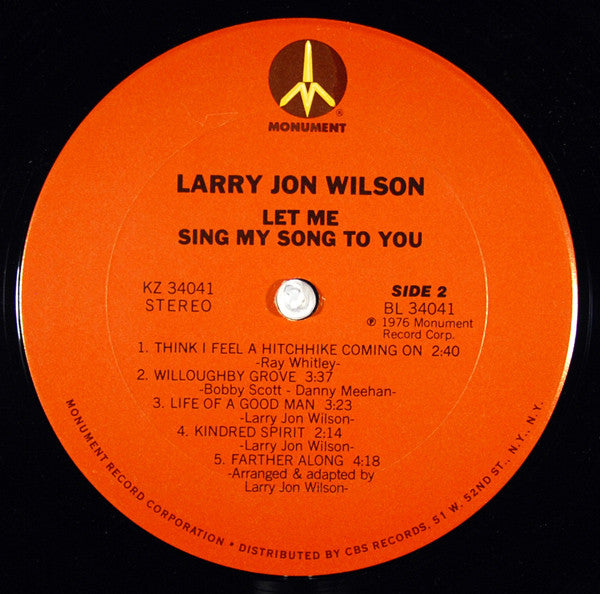 Larry Jon Wilson : Let Me Sing My Song To You (LP, Album)