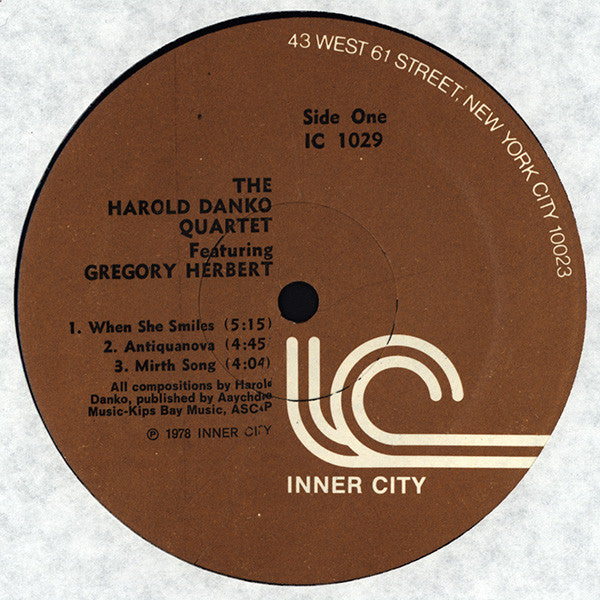 The Harold Danko Quartet* Featuring Gregory Herbert : The Harold Danko Quartet Featuring Gregory Herbert (LP, Album)