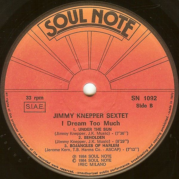 Jimmy Knepper Sextet : I Dream Too Much (LP, Album)