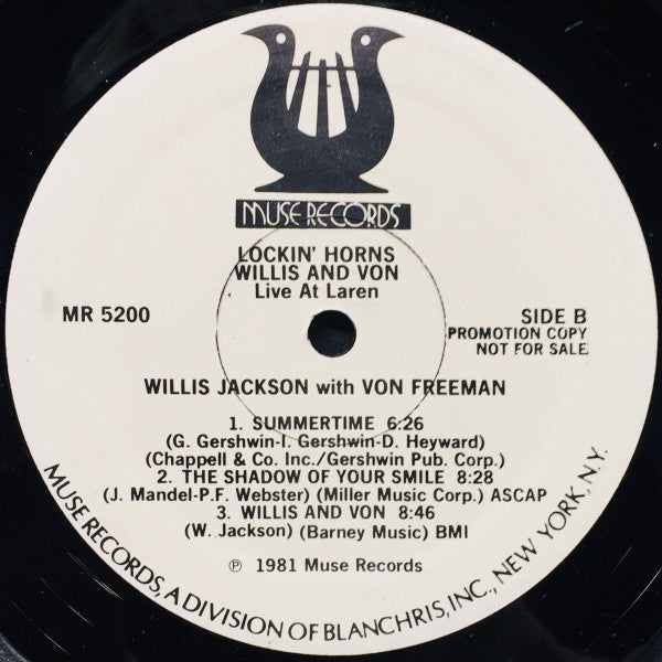 Willis Jackson, Von Freeman : Lockin' Horns - Willis & Von Live At Laren (LP, Album, Promo)