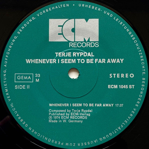 Terje Rypdal : Whenever I Seem To Be Far Away (LP, Album)