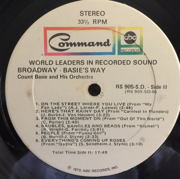 Count Basie Orchestra : Broadway Basie's...Way (LP, Album, RE)