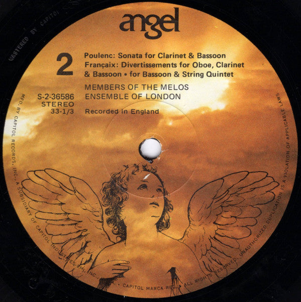 Maurice Ravel, Francis Poulenc, Jean Françaix, Melos Ensemble Of London : Introduction And Allegro For Flute, Clarinet, Harp And String Quartet / Trio For Oboe, Bassoon And Piano / Sonata For Clarinet And Bassoon / Divertissement For Oboe, Clarinet And Bassoon / For Bassoon And String Quartet (LP)