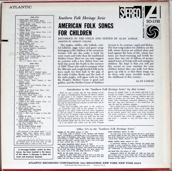 Various : American Folk Songs For Children (LP, RE)