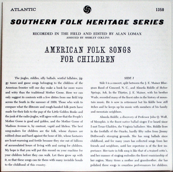 Various : American Folk Songs For Children (LP, RE)