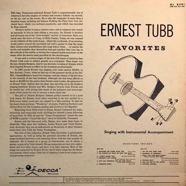 Ernest Tubb : Favorites (LP, RP)