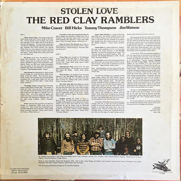 The Red Clay Ramblers : Stolen Love (LP, Album, Red)