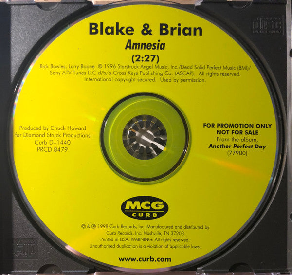Blake & Brian : Amnesia (CD, Single, Promo)