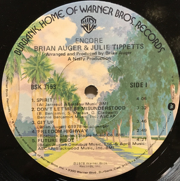 Brian Auger & Julie Tippetts : Encore (LP, Album, Los)