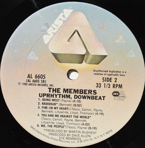 The Members : Uprhythm, Downbeat (LP, Album, Ter)