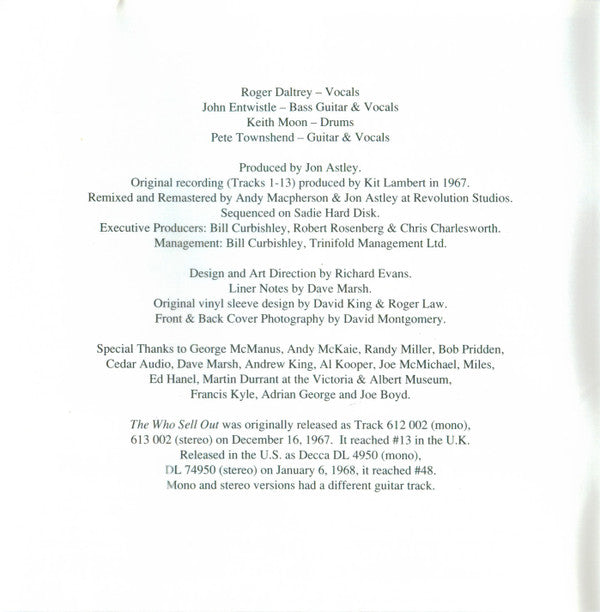 The Who : The Who Sell Out (CD, Album, RE, RM)