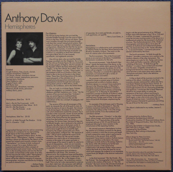 Anthony Davis (2) : Hemispheres (LP, Album, Promo)
