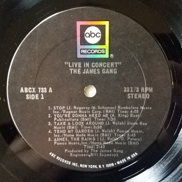James Gang : Live In Concert (LP, Album, Pit)