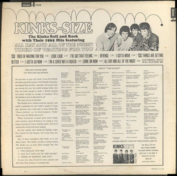 The Kinks : Kinks-Size (LP, Album, Mono, Pit)