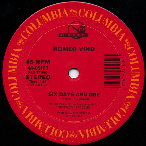 Romeo Void : A Girl In Trouble (Is A Temporary Thing) (12", Single)