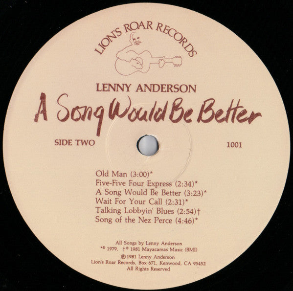 Lenny Anderson : A Song Would Be Better (LP, Album)