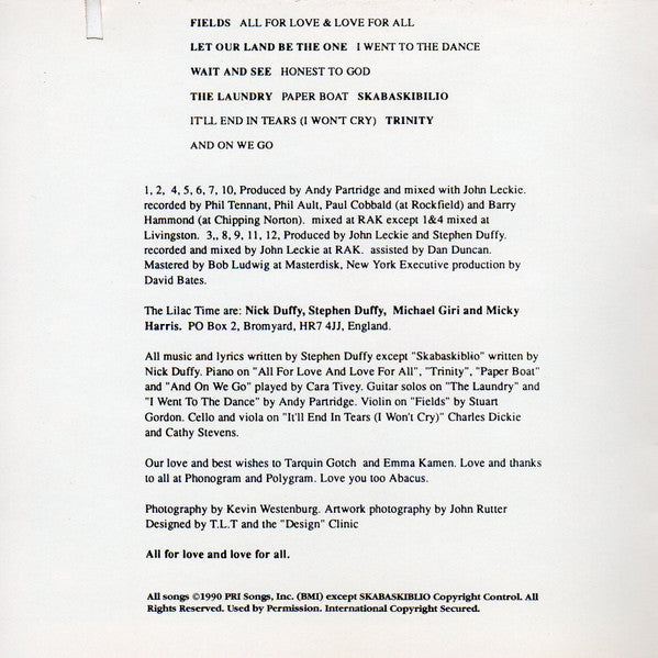 The Lilac Time : & Love For All (CD, Album)