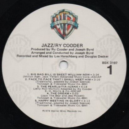 Ry Cooder : Jazz (LP, Album, RE)