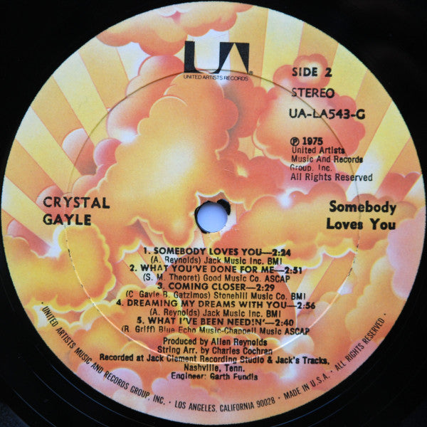 Crystal Gayle : Somebody Loves You (LP, Album, RP, All)