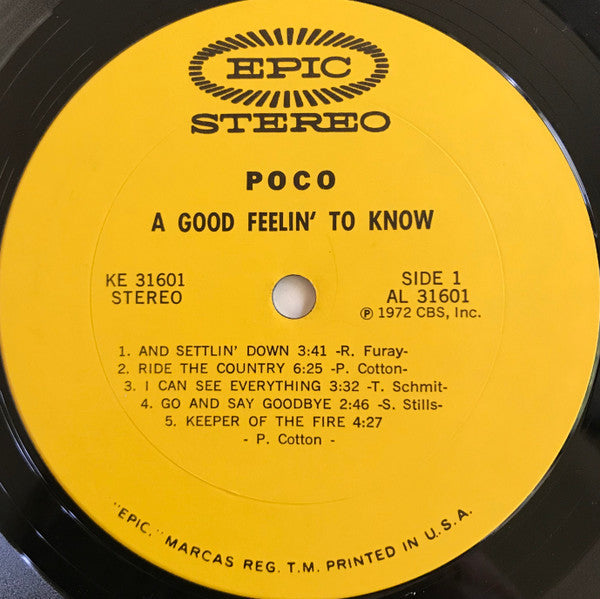 Poco (3) : A Good Feelin' To Know (LP, Album, Ter)