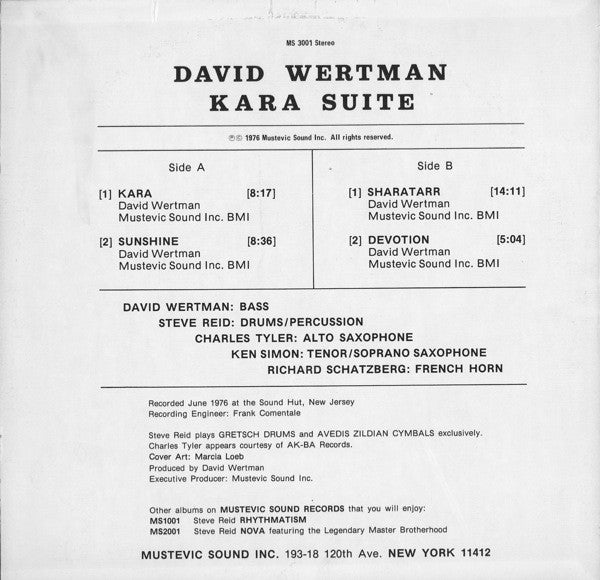 David Wertman : Kara Suite (LP, Album)