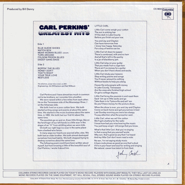 Carl Perkins : Carl Perkins' Greatest Hits (LP, Album, Ter)