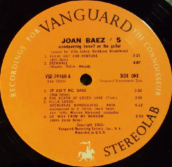 Joan Baez : 5 (LP, Album, Ora)