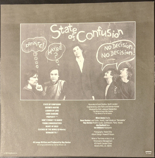 The Kinks : State Of Confusion (LP, Album, Club, Car)