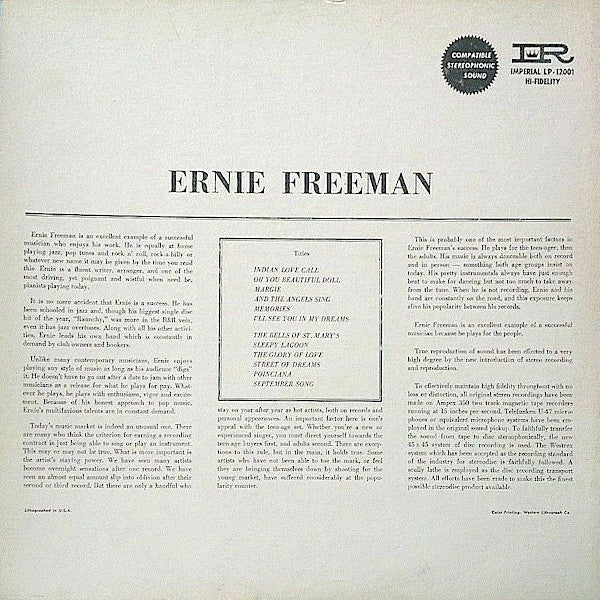 Ernie Freeman : Plays Dreaming With Freeman (LP, Album)