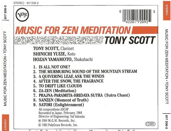 Tony Scott (2) : Music For Zen Meditation And Other Joys (CD, Album, RE)