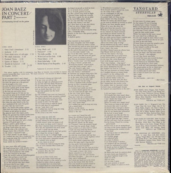 Joan Baez : In Concert Part 2 (LP, Album, Ora)