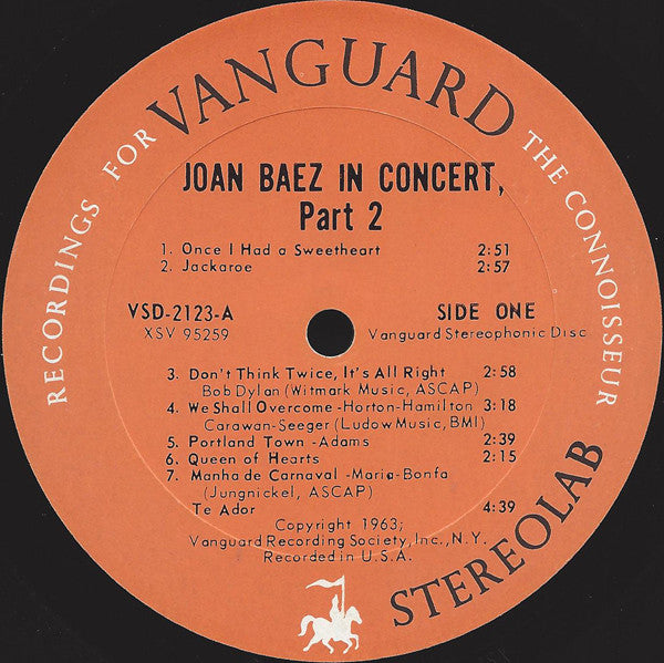 Joan Baez : In Concert Part 2 (LP, Album, Ora)