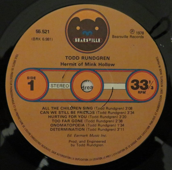 Todd Rundgren : Hermit Of Mink Hollow (LP, Album)