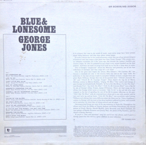 George Jones (2) : Blue & Lonesome (LP, Comp, Mono)