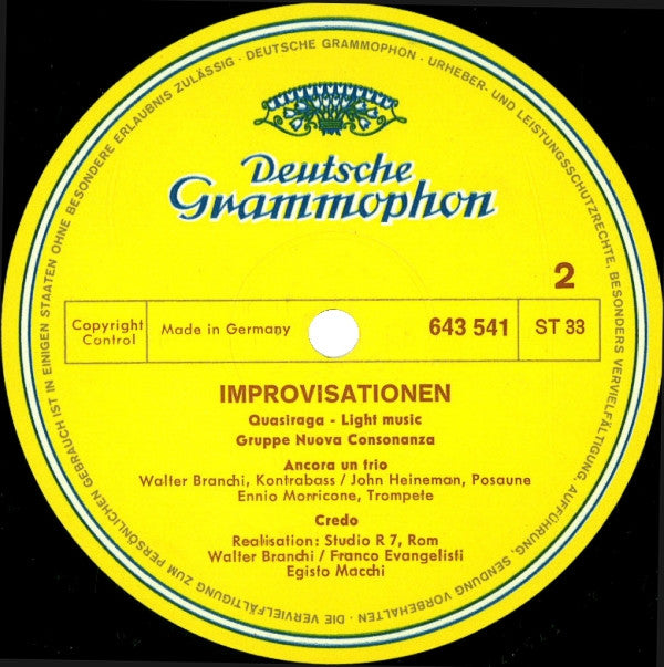 Gruppo di Improvvisazione Nuova Consonanza : Improvisationen (LP, Album)