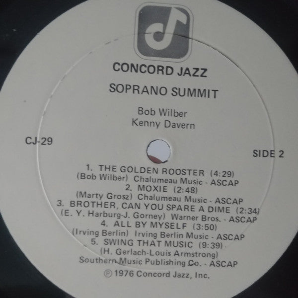 Bob Wilber • Kenny Davern • Marty Grosz • Ray Brown • Jake Hanna, Soprano Summit : Soprano Summit In Concert (LP, Album)