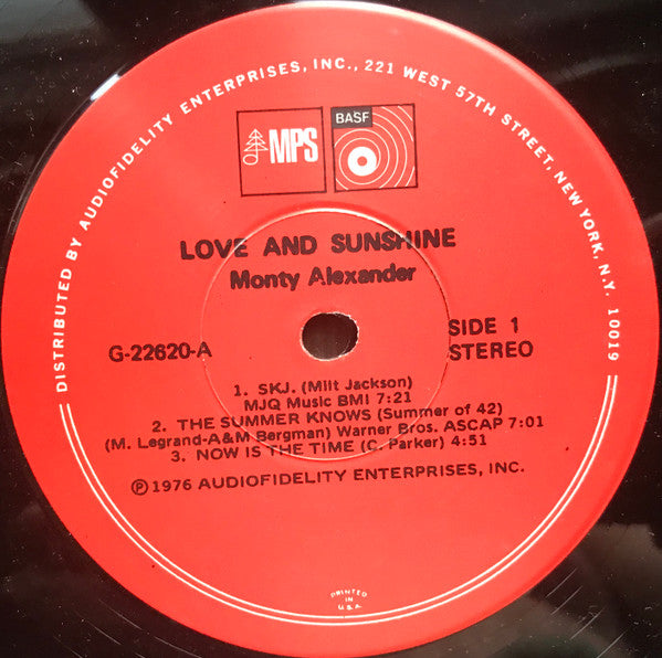 Monty Alexander : Love And Sunshine (LP, Album)