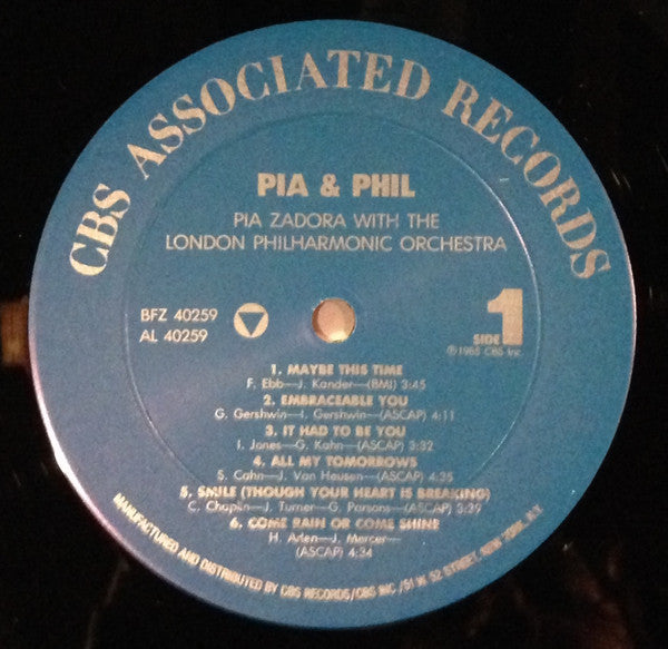Pia Zadora With The London Philharmonic Orchestra : Pia & Phil (LP, Album)
