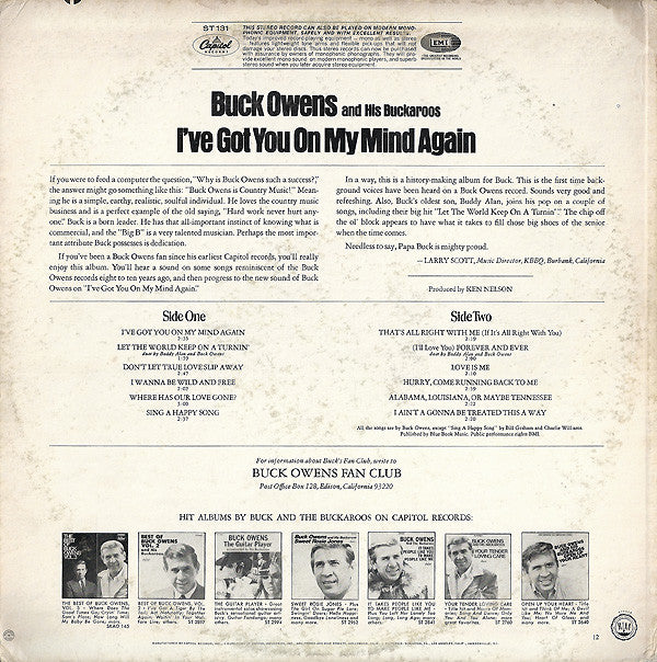 Buck Owens And His Buckaroos : I've Got You On My Mind Again (LP, Album, Scr)