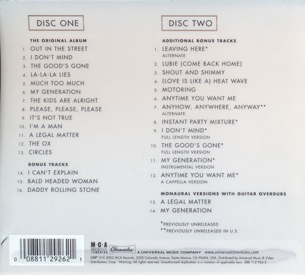 The Who : My Generation (2xCD, Album, Mono, Dlx, RE, RM)