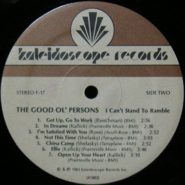 Good Ol' Persons : I Can't Stand To Ramble (LP)