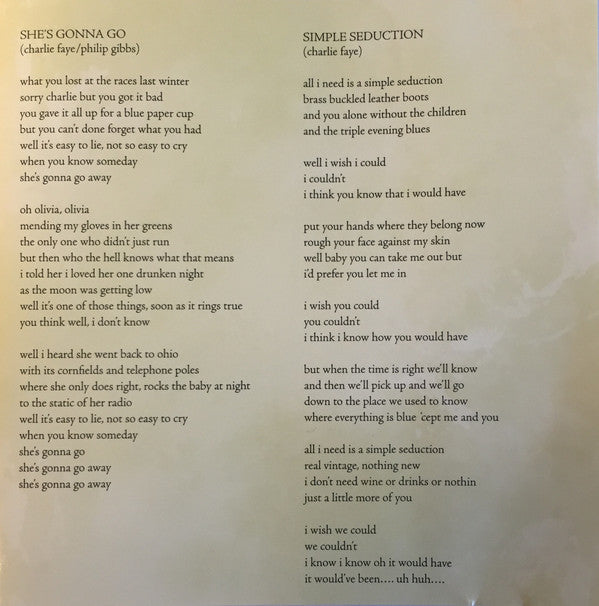 Charlie Faye : Wilson St. (CD, Album)