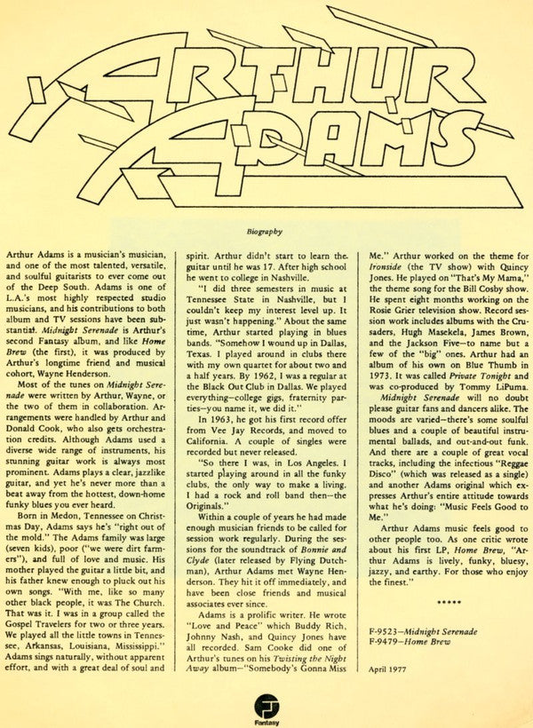 Arthur Adams : Midnight Serenade (LP)