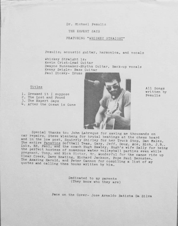Poet's Corner / Dr. Michael Pemulis : Poet's Corner / Dr. Michael Pemulis The Expert Says Featuring "Whiskey Straight" (12", Spl)