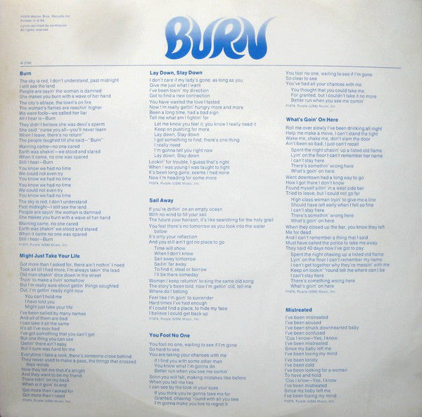 Deep Purple : Burn (LP, Album, Ter)