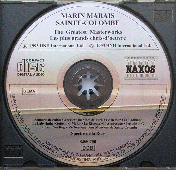 Marin Marais, Jean de Sainte-Colombe, Spectre De La Rose : The Greatest Masterworks (Les Plus Grands Chefs-D'oeuvre) (CD, Album)
