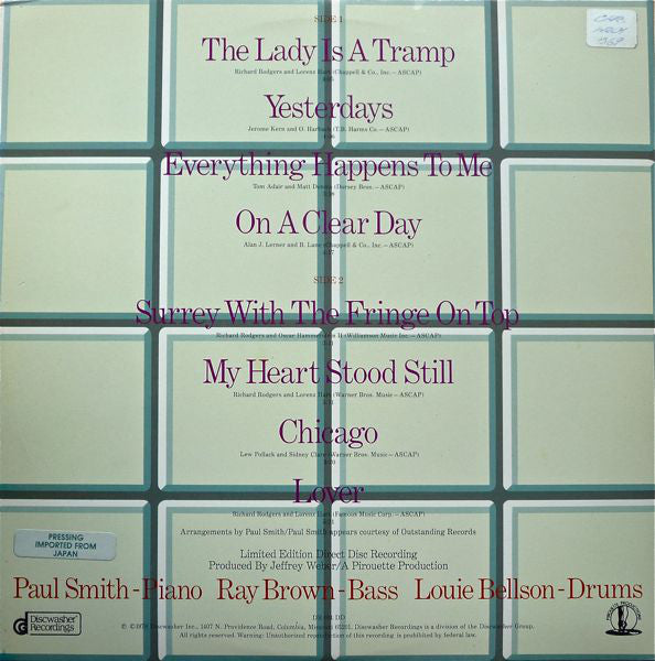 Louis Bellson, Ray Brown, Paul Smith (5) : Intensive Care (LP, Album, Ltd, Dir)