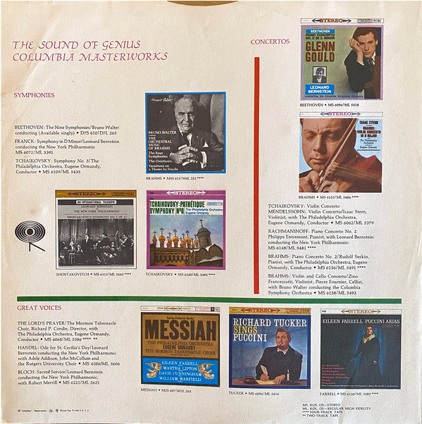 Glenn Gould Pianist, Ludwig van Beethoven / Johann Sebastian Bach, Vladimir Golschmann Conducting The Columbia Symphony Orchestra : Concerto No.1 In C Major / Concerto No. 5 In F Minor (LP, Album)