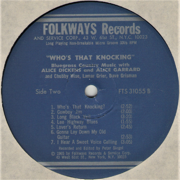 Hazel Dickens And Alice Gerrard : Who's That Knocking? (Bluegrass Country Music) (LP, Album, RE)