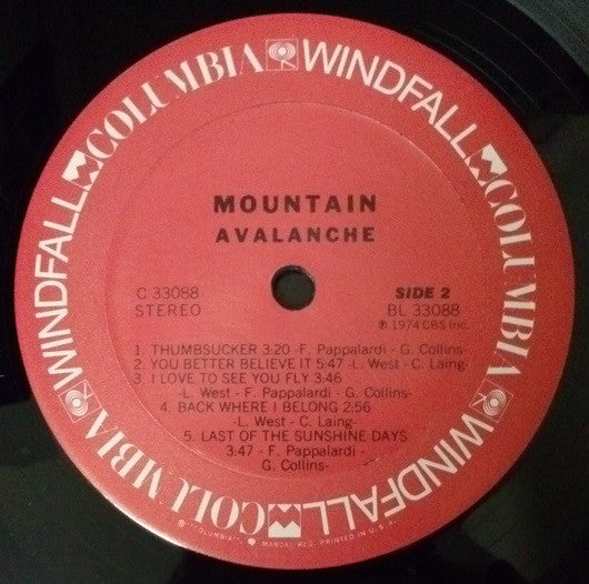Mountain : Avalanche (LP, Album, Ter)